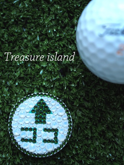 ココ☆ゴルフマーカー 　～グリーン＆ホワイト～ Treasure Island バッグ デコレーション